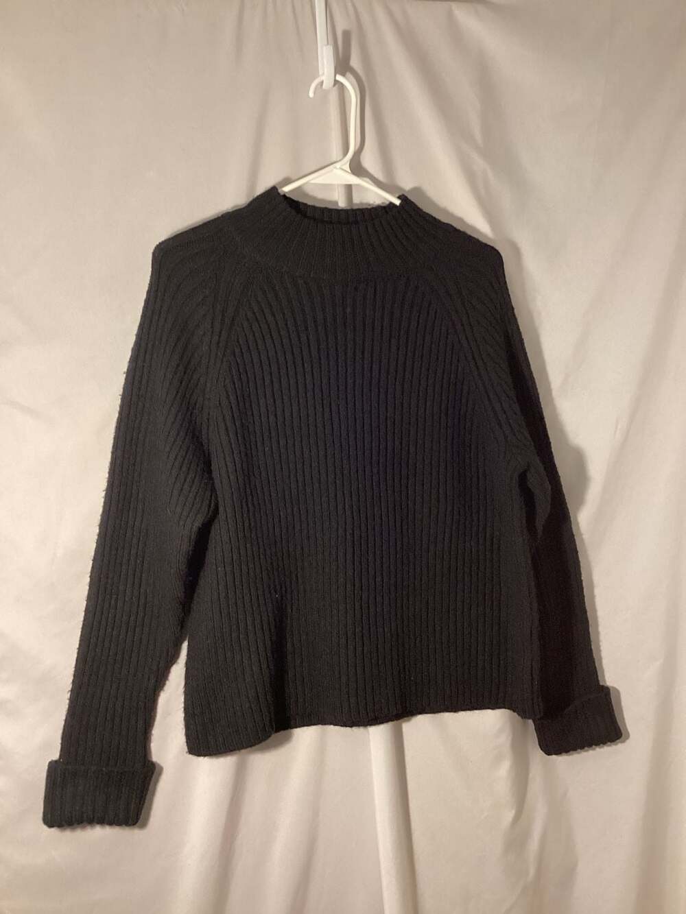 Time and Tru Ribbed Mock Neck Sweater Size L 12-14 Black Long Sleeve